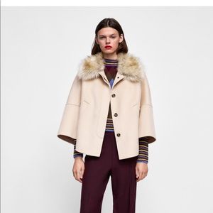 zara textured cape coat